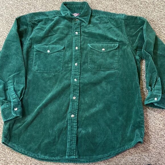 American Outpost 💯 Cotton Green Corduroy Jacket Size L - Picture 2 of 7